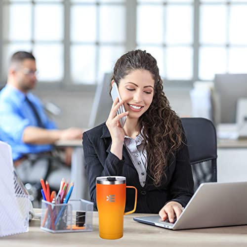 Ecoyee Coffee Travel Mug, Double Wall Vacuum Insulated Inner Spray Stainless Steel Water Mug With Handle,Cold&Hot Drinks, Coffee Cups Reusable/Car Using/Office Cups/Gift Choice（Orangeade, 20Oz） #TOP5