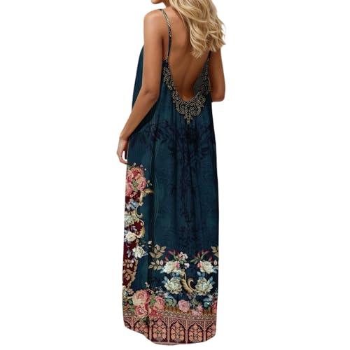 Image of HTHLVMD Backless Cami Dress Summer Dresses for Women 2026 Spaghetti Strap Dresses Womens Solid Color Backless Cami Dress
