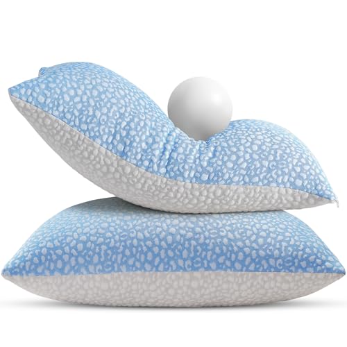 HKYLRAN Firm Memory Foam Bed Pillows King Size Set of 2 Adjustable Cooling Side Sleeper Pillow Hotel Collection Breathable Support Washable Cover with Zipper Home Gifts