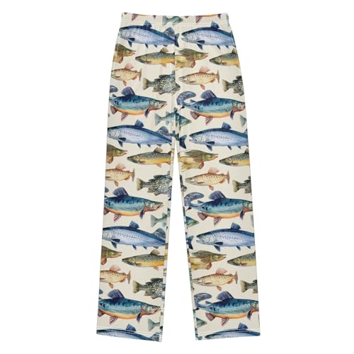 Various Fish Pajama Pants Soft PJ Bottoms Lounge Pants for Sleepwear Sport Size 6-14 Years