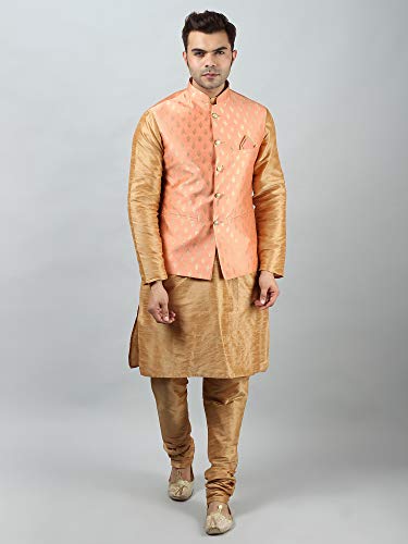 Image of Uri and MacKenzie Men's Silk Blend Kurta Pajama with Designer Ethnic Nehru Jacket /Modi Jacket