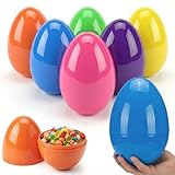AquaHood Easter Eggs Decorations Plastic Large: 7 Inch 12 Pack Jumbo Fillable Colorful Bright Easter Egg Hunt Empty Bulk Assortment
