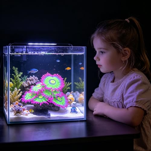 Image of ZtohPyo Glowing Effect Soft Anemone Aquarium Fish Tank Decorations Silicone Glow in The Dark Artificial Ornament Plants for Aquarium Landscape Small /Large Fish Bowl Decor Accessories