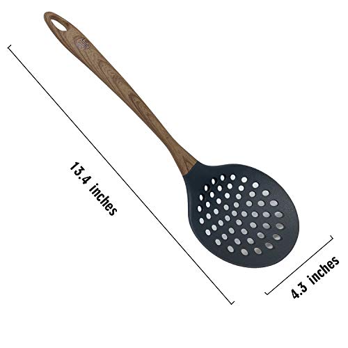 Tongyuan Skimmer Slotted Spoon With Woodlike Soft Touch Handle-Skimmer Spatula - Cooking Strainer For Soups,Stews,Gravy,Hot And Cold Foods #TOP5