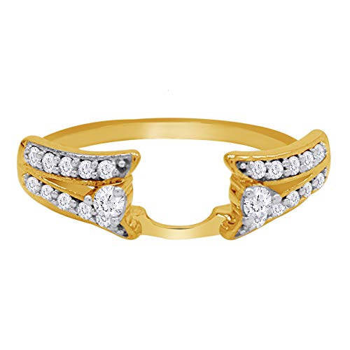 0.43 Carat Round White Cubic Zirconia Split Shank Enhancer Guard Ring 14K Gold Over Sterling Silver3