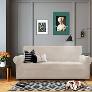 XINEAGE Copridivano 2 Posti in Velluto, Copridivano Antigraffio Gatto, Fodere Copridivani Elasticizzato, Copri Divani Morbidi e Spessi il Soggiorno, Cani e Animali Domestici(2 Posti, Cachi)