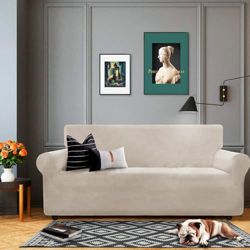 Housses de canapé extensible extra large en velours kaki premium