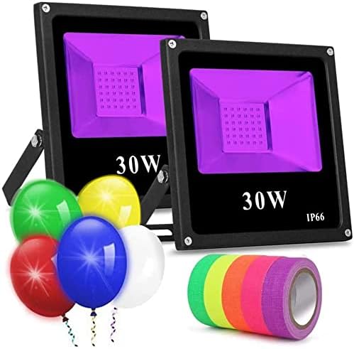 Black Light for Parties, 2 Pack 30W Led Flood Light Blacklight Bulbs for Fluorescent Neon Glow in The Dark Party Supplies Christmas Decoration, Blacklight Party Birthday Wedding Stage Lighting