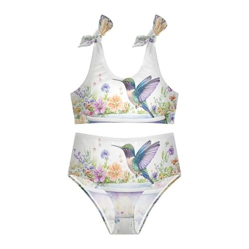 Floral Hummingbird in Tub Girls Bikini Sets 2 Piece Swimsuits Bathing Suit Swimwear3