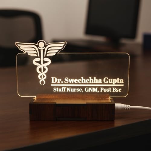 DON'T JUDGE ME CUSTOMISED Doctor Lamp with Doctors Name and Design | Personalized Gift for Doctors (Warm White Color LED Light) (Doctor-3)
