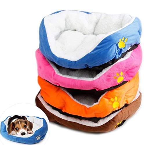 Cute Paw Print Comfortable Pets Dog Cats Puppy Kitten Nest Mat Pad Soft Fleece Bed(Blue) #TOP3
