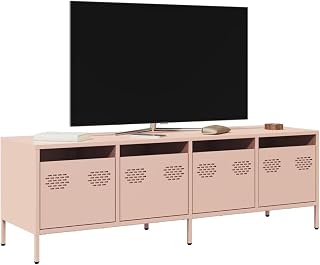 Homgoday Mueble de TV para TV, mueble para TV, con mucho espacio de almacenamiento, mueble de TV para salón, color rosa, 135 x 39 x 43,5 cm, acero laminado en frío
