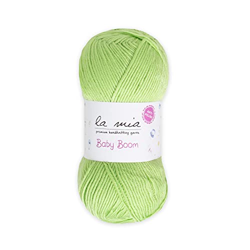 1 Skein La Mia Baby Boom, 100% Antipilling Acrylic Yarn for Knitting and Crochet for Knitting and Crochet, 100 g (3.5 oz) / 250 m (273 Yards), Weight 3 : Light-Dk, Light Green - 494