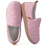 LongBay Women's Memory Foam Slippers Cozy Brushed Jersey Breathable House Shoes for Indoor Outdoor Purple, 5-6