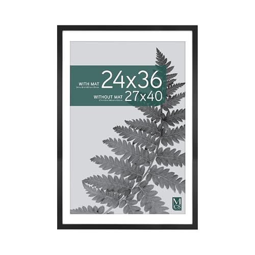 MCS Studio Gallery 27x40 Matted Poster Frame with 24x36 Picture Display, Black Woodgrain Vertical & Horizontal Wall Hanging Large Picture Frame for Photos, Posters & Art Prints (1-Pack)