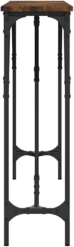 Miniatura 5 de vidaXL Mesa consola de roble ahumado, diseño industrial con mesa resistente, patas ajustables para estabilidad, entrada, sala de estar, muebles de
