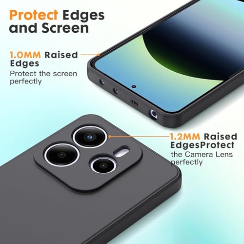Image of Elzzi Silicon Case Cover Compatible with Mi Redmi Note 14 5G Back Cover with Upgraded Square Edges for Camera Protection Shockproof Flexible Matte Liquid Silicone Mobile Phone Case - Black