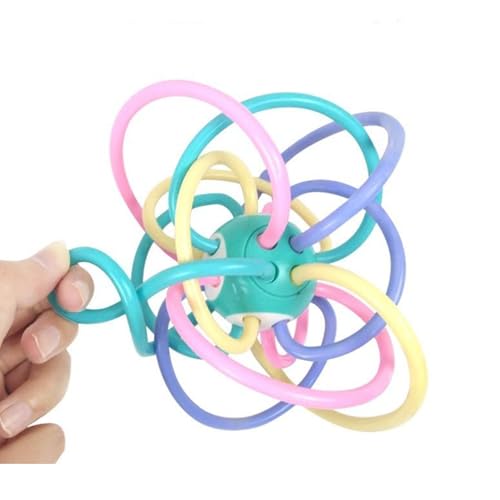 Image of Lefan Infant Silicone Sensory Baby Teether Tube Ball Loopi Toy Sensory Teething Toys with Rattle for Babies 3-12 Months New Borns-Multicolor