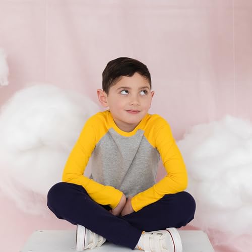 Image of Mightly Boys and Girls' Long Sleeve Raglan Shirt | Organic Cotton, Colorful Casual Stylish Clothes, Soft&Fresh Crew Neck Tee