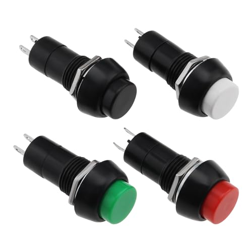 YINETTECH 4 Piezas Interruptor de Botón de Bocina de Coche de 2Pines Interruptor de Botón de Reinicio Automático de Bocina de Coche Mini Interruptor de Botón para Scooters de Movilidad Lámparas
