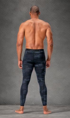 DEVOPS 2 Pack Men's Compression Pants Athletic Leggings (Small, Black/Camo Black)