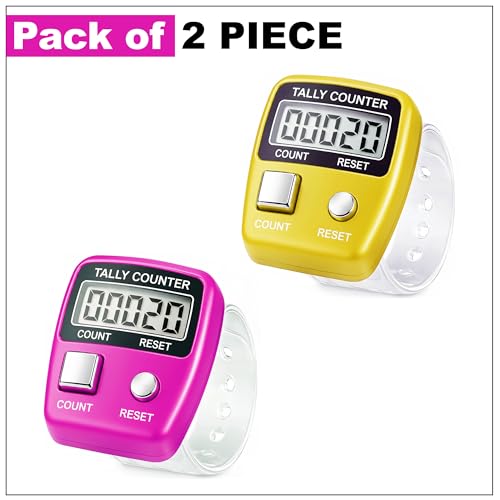 Image of GLUN Pack of 2 Finger Student Present Counting Device, 5-Digit Counting LCD Display, Ring Electronic Digital Finger Counter for Children Counter & Various Counting Use (Random Colour)