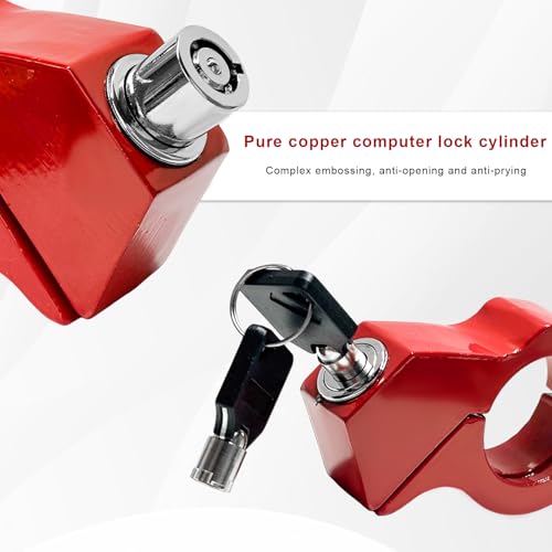Huyopu Motorcycle Lock, CNC Heavy Duty Throttle & Brake Handlebar Lock with Keys, Anti Theft Brake Lever Security Locks for Dirt Bikes Scooters ATVs, Motorcycle Accessories (Red) by Huyopu - Used condition - Image 4