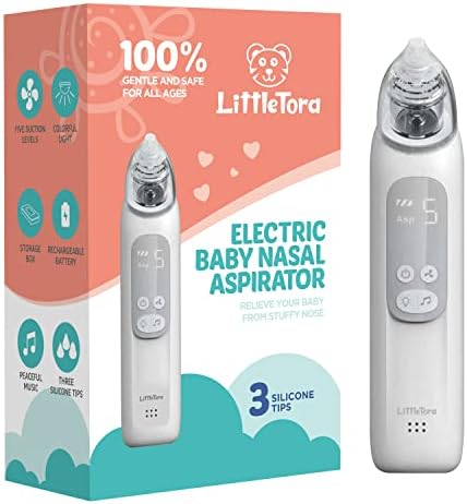 LittleTora Baby Nasal Aspirator - Rechargeable Electric Nose Sucker Baby Nose Cleaner - Toddlers Booger Mucus Sucker - Baby Vac Nasal Aspirator - Infant Booger Suction Removal Device