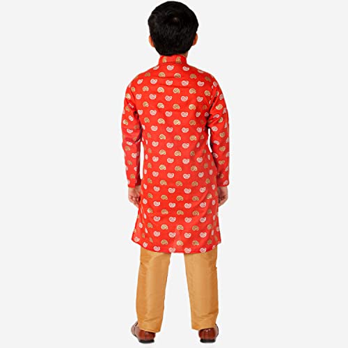 Image of Pro-Ethic Style Developer Kurta Pajama For Kids Boys | Cotton | Floral Print | Ethnic Wear (S-204)
