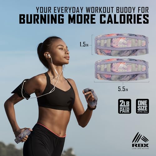 Image of RBX 2lb Walking Weights Pair (1lb Each), Soft Hand Weights with Reflective Safety Straps, Ergonomic Grip & Breathable Fabric, Add Resistance to Walking, Jogging & Aerobics