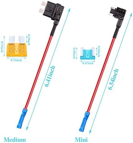 36 Pieces Fuse Taps Set, 4 Types 12V Piggy Back Fuses Adding a Circuit Adapter and Fuse Kit Fuse Holder Mini Low Profile Tap Adapter for Cars Trucks Boats