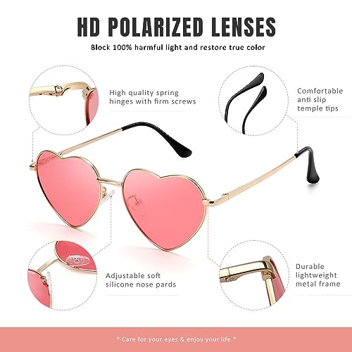 Eiuizah Polarized Heart Sunglasses For Women Men - Cute Trendy Sun Glasses Metal Frame Uv400 Protection Lens thumb #2