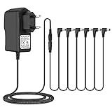 TOBWOLF 6 Way 9V 1A Gitarre Pedal Netzteil Adapter Combo Pack, Gitarre Effekte Netzteil Adapter 1000mA DC EU Stecker Typ 6 Way Kabelkette