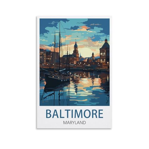 Poster Baltimore Maryland vintage grand format 50x75 cm décoration murale maison
