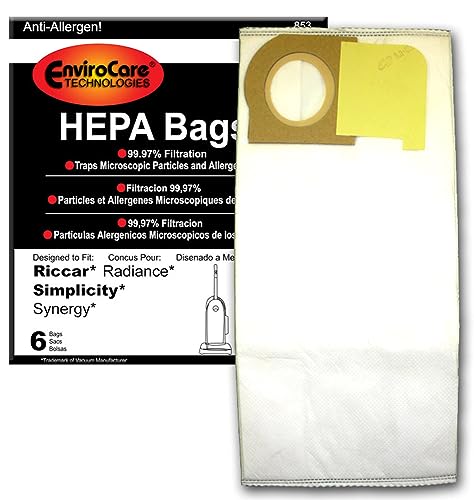 Generic Replacement Upright Bags Type X, Compatible with Riccar, SImplicity Synergy, Radiance Upright, 6 pack