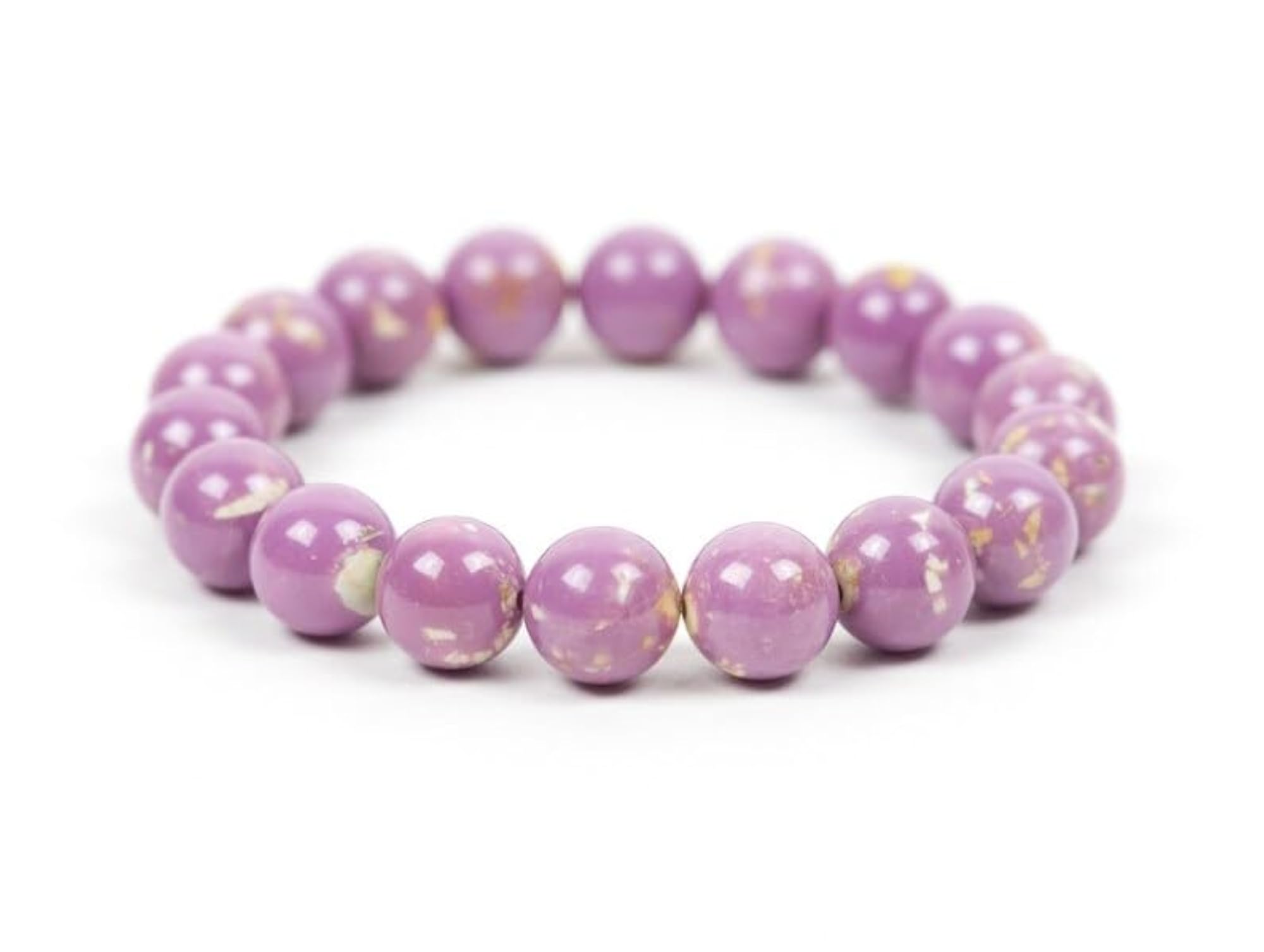 Natural Phosphosiderite 10mm Round Bead Stretchable Bracelet, Unisex Gift