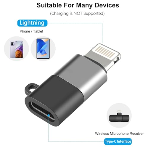 Image of USB C to Lightning Audio Adapter for iPhone, Microphone OTG Converter with Mic Support, Type C Female to Lightning Connector for Vlogging, Podcast, YouTube Recording, 480Mbps Data Transfer