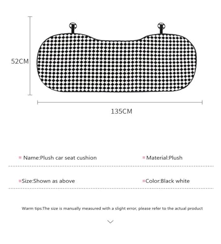 Coussin de siège de voiture universel quatre saisons chaud en peluche noir blanc Ins - 3
