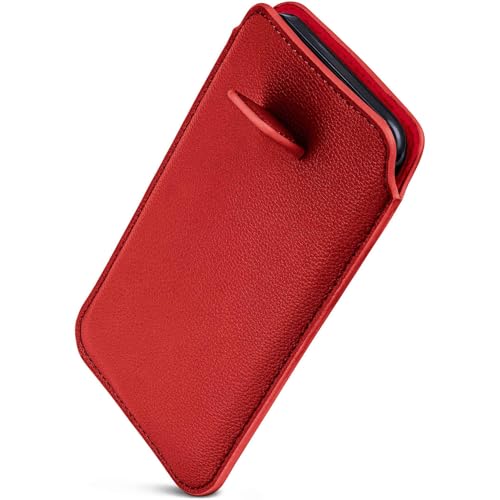 ONEFLOW Liberty Hülle für Nokia 230 Handy Einsteckhülle mit Rückzugfunktion, PU Leder Handytasche, Schutzhülle mit Lasche, Sleeve Etui Hülle zum Einstecken, Rot