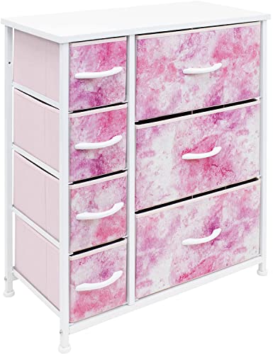 Sorbus Kids Dresser with 7 Drawers - Storage Chest Organizer Unit with Steel Frame, Wood Top & Handles, Tie-dye Fabric Bins for Clothes - Wide Furniture for Bedroom Hallway Kids Room Nursery & Closet