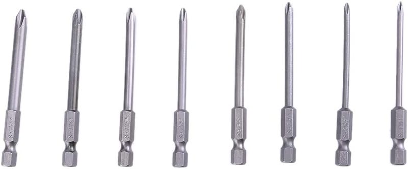 8Pcs Long Screwdriver Bits Cross Phillips Head 75mm Magnetic 1/4 Inch Hex Shank Drill Bits PH0: 3mm PH1: 3mm 4mm 4.5mm PH2: 4mm 4.5mm 5mm 6mm
