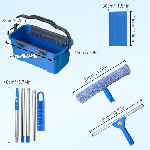 Set de limpieza de ventanas completo con cubo de 12 l y escobilla extensible de 160 cm 3