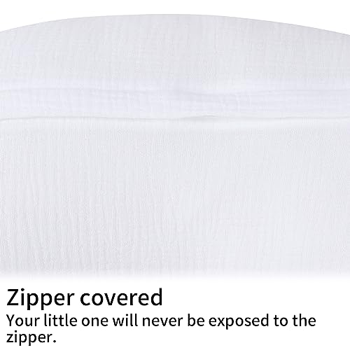 Image of Onacosht Muslin Nursing Pillow Cover Soft 100% Cotton Feeding Pillow Slipcover Fits Standard Infant Nursing Pillow for Boy and Girl, White
