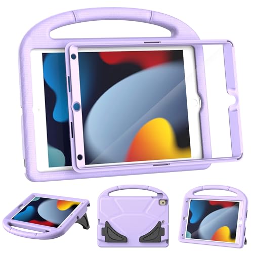 Image of Kids Case for iPad 9th /8th /7th Generation, iPad 10.2 Kids Case with Built-in Screen Protector, Durable Shockproof Handle Stand Protective Cover for iPad 10.2 Inch 2021 /2020 /2019, Lavender