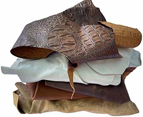 Leather Scraps - Soft and Flexible. New Larger Sizes. Mixed Colors. 2-7 Pieces per Pack. 2 lbs.