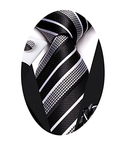 Image of Hi-Tie Men 63inches Tie Set Extra Long Necktie Paisley Tie Pocket Suqare Cufflinks Big and Tall Men Tie
