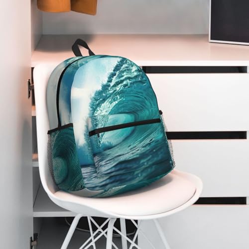 Sac à dos léger Ocean Green Wave unisexe pour voyage et ordinateur portable - 7
