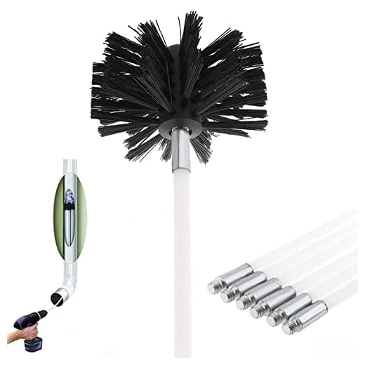 Cepillo para Chimenea, Cepillo para Limpiar Chimeneas para Limpieza Chaminé Conductos Ventilacióntubería Hollin, Tubos de Estufa(6 Varillas &1 Cabezales Cepillo/Uso con o sin Taladro eléctrico)
