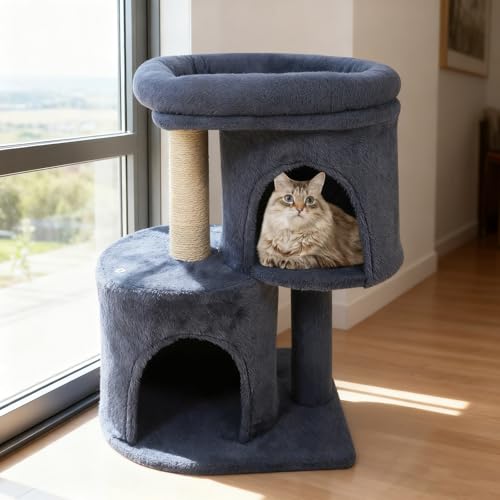 Árbol para gatos pequeño indoor 26 pulg con postes rascadores miniatura 3