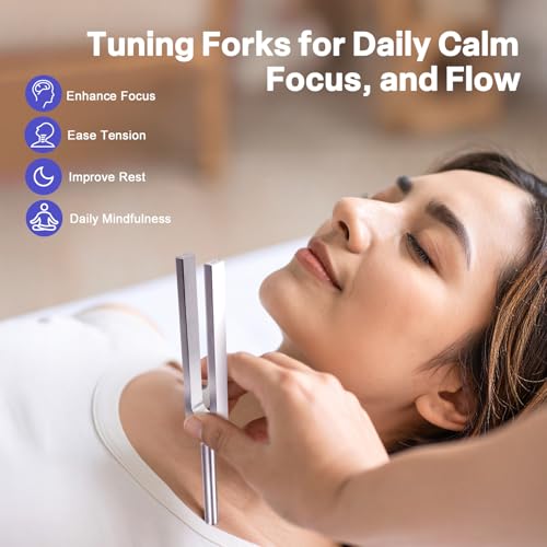 Tuning Fork Set – 128Hz 432Hz 512Hz 528Hz Weighted & Unweighted Frequency Tools with Activator, Mallet & Vegan Pouch – for Yoga, Meditation, Chakra, Ideal as a Gift - Image 3
